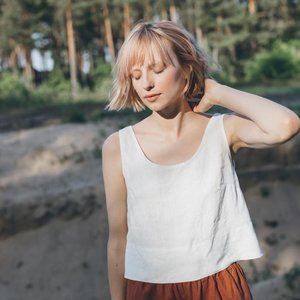 Linenfox Malibu Crop Top - 100% Linen Handmade